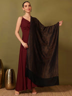 Pashmoda Women Golden Eclipse Reversible Zari Moonlight Fine Wool Stole (Size : 28x80in, 71X203cm) ZSST03