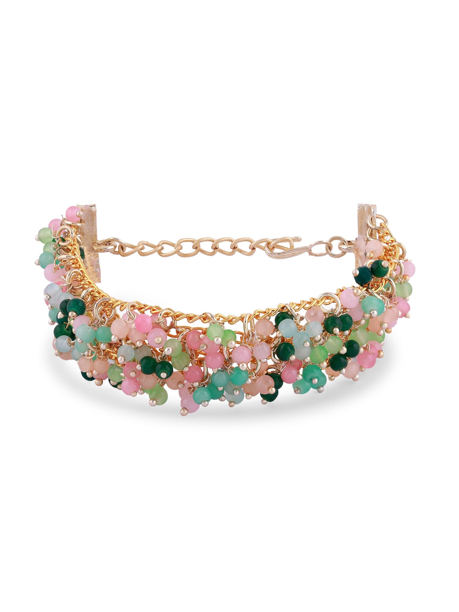 ZAVERI PEARLS Multi Colour Multistrand Beaded Cluster Ethnic Bracelet For Women-ZPFK16493