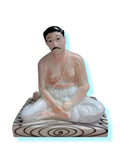 Model Gift House.. Anukul Maharaj.Traditional Meditation Statue, Handcrafted Ceramic Figurine, White and Natural Finish, Spiral Base Design 15-Cm.
