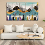 VIBECRAFTS Modern Art Forest Wall Painting Set of Five Pieces For Home|Office|Living Room|Gift (PTVC5Pcs4_8580)
