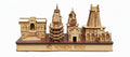 Chardham Bharat Model Wooden Chardham Beautiful Char Dham 3D Model Temple Replica of 4 Dham Temples, Home Decor Or Showpiece