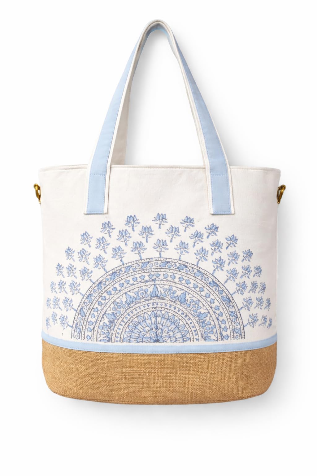 ABSTRACT INDIA Handcrafted Shoulder Tote Bag with Zipper Closure | Cotton Canvas Breathable fabric | Travel, Office, College & Daily Use Tote Bag for Women