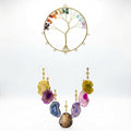 7 Chakra Crystal Stone Wind Chime – Tree of Life Decor with Natural Agate Slices, Healing Stones for Meditation & Protection, Feng Shui Hanging Ornament for Balcony, Bedroom, Office, & Gifts