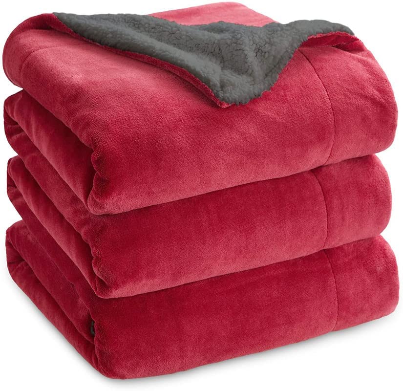 Goyal's Ultra Soft Flannel Sherpa Blanket for AC Room, Mild & Heavy Winter Use | Single Bed Reversible Plush 500GSM Blanket 55 x 90 Inches | Thick Warm Cozy Dual Layer Microfibre Throw - Maroon Kafalo