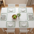 TheTableTales Vintage Green Lattice Floral Pattern Pack of 6 Table Mat | Premium Faux Leather Dining Placemat Set | Waterproof Heat Resistant Non-Slip Place Mats | Kitchen Dining Table Home Restaurant Kafalo