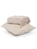 SASHAA WORLD Solid Soft Chenille Throw Blanket for Sofa, Bed & Couch with Cushion Cover Set | Natural Throw & Cushion Cover | Throw-130x180 cm, Cushion-45x45 cm Kafalo