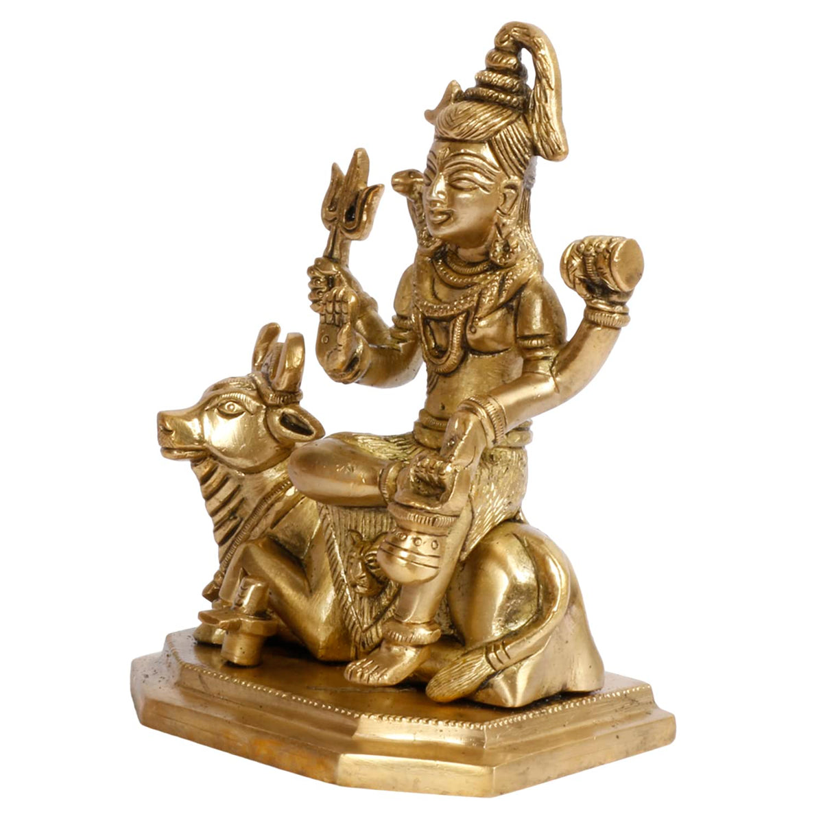 ARTVARKO Brass Lord Shiva Shiv Sitting on Nandi Bull Cow Idol Statue for Home Decor, Mandir,Temple, Gift, Showpiece 5.5 Inch