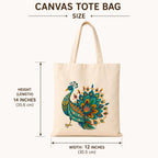 Cellwox Plus Printed Cotton Canvas Tote Bag for Women | Peacock Design Reusable Shopping Grocery Bag | Eco Friendly Cloth Shoulder Tote for Office College Travel Beach Daily Use