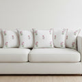 HOMEMONDE Quilted Cotton Cushion Covers – Pack of 5, 24x24 Inches, 300 TC Soft Throw Pillow Cases with Hand Block Print – Pink (60x60 cm)