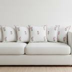 HOMEMONDE Quilted Cotton Cushion Covers – Pack of 5, 24x24 Inches, 300 TC Soft Throw Pillow Cases with Hand Block Print – Pink (60x60 cm)