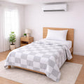 Bhoomi Impex Single Bed Dohar Soft Grey Check | Lightweight Summer Quilt | Soft Microfiber AC Blanket | Breathable All Season Comforter | Skin Friendly Bed Cover Kafalo