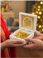 Ram Darbar Photo Frame,Pocket Temple with Charan Paduka, Gold Plated, Ram Parivar Photo Gift Box