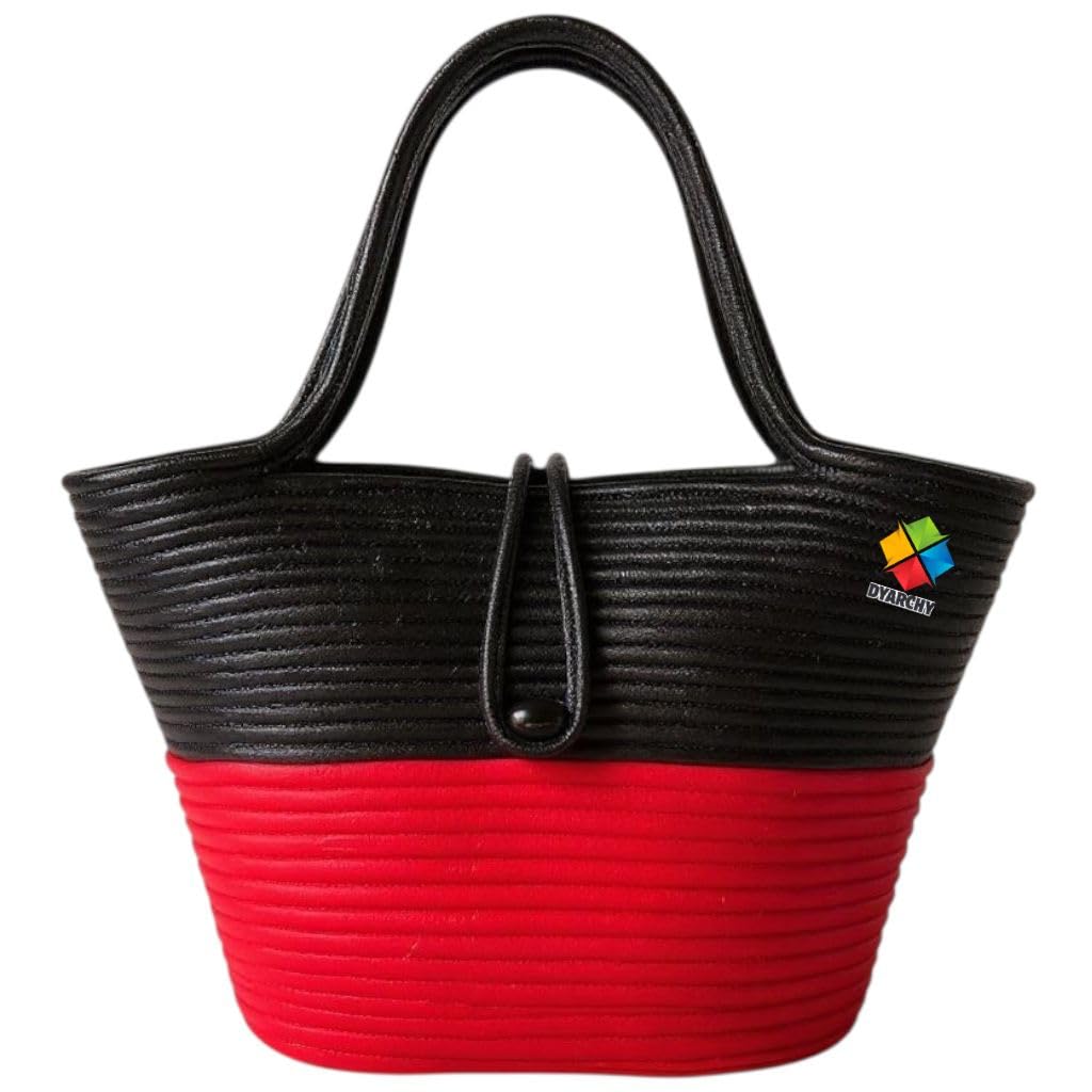 DYARCHY Cotton Rope Woven Tote Bag, Large (MULTI) ZIPPER BAG (COLOR 30)