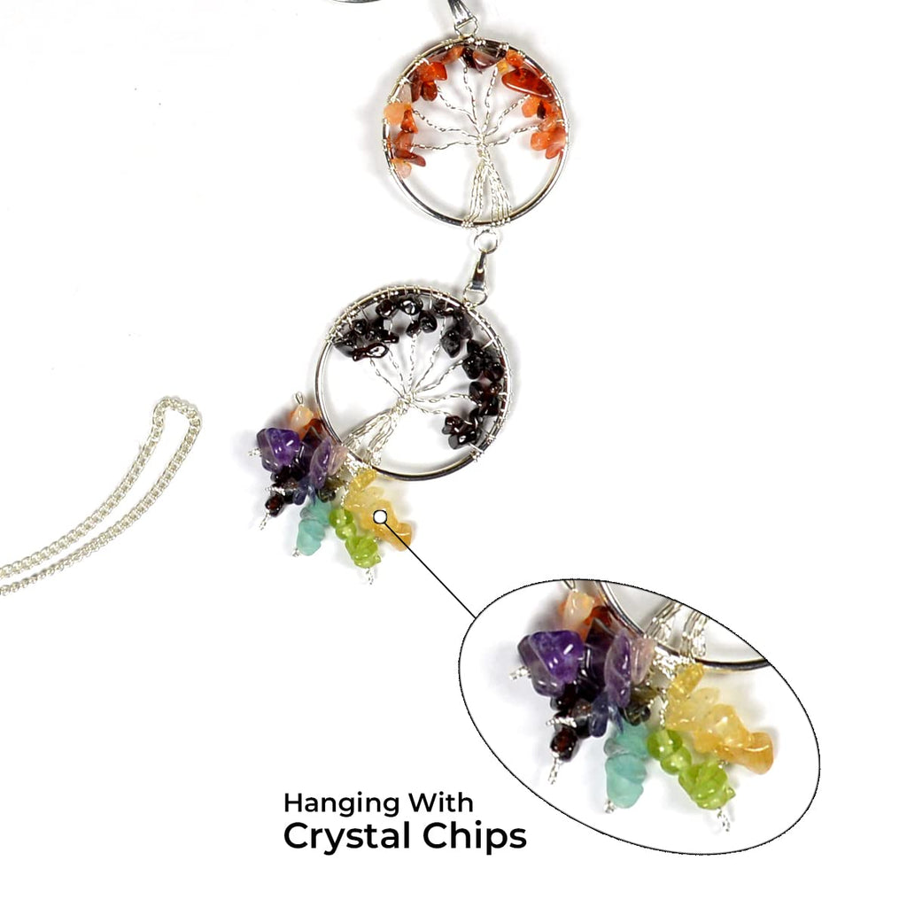 Crystu 7 Chakra Hanging | 7 Chakra Wall Hanging, 7 Chakra Tree of Life | Crystal Hanging Items