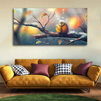 VIBECRAFTS Canvas Paintings for Living Room Drawing Room Bird In Winter Canvas Wall Painting Fitted With Wooden Frame for Home | Office | Gift (PTVCH_2420)