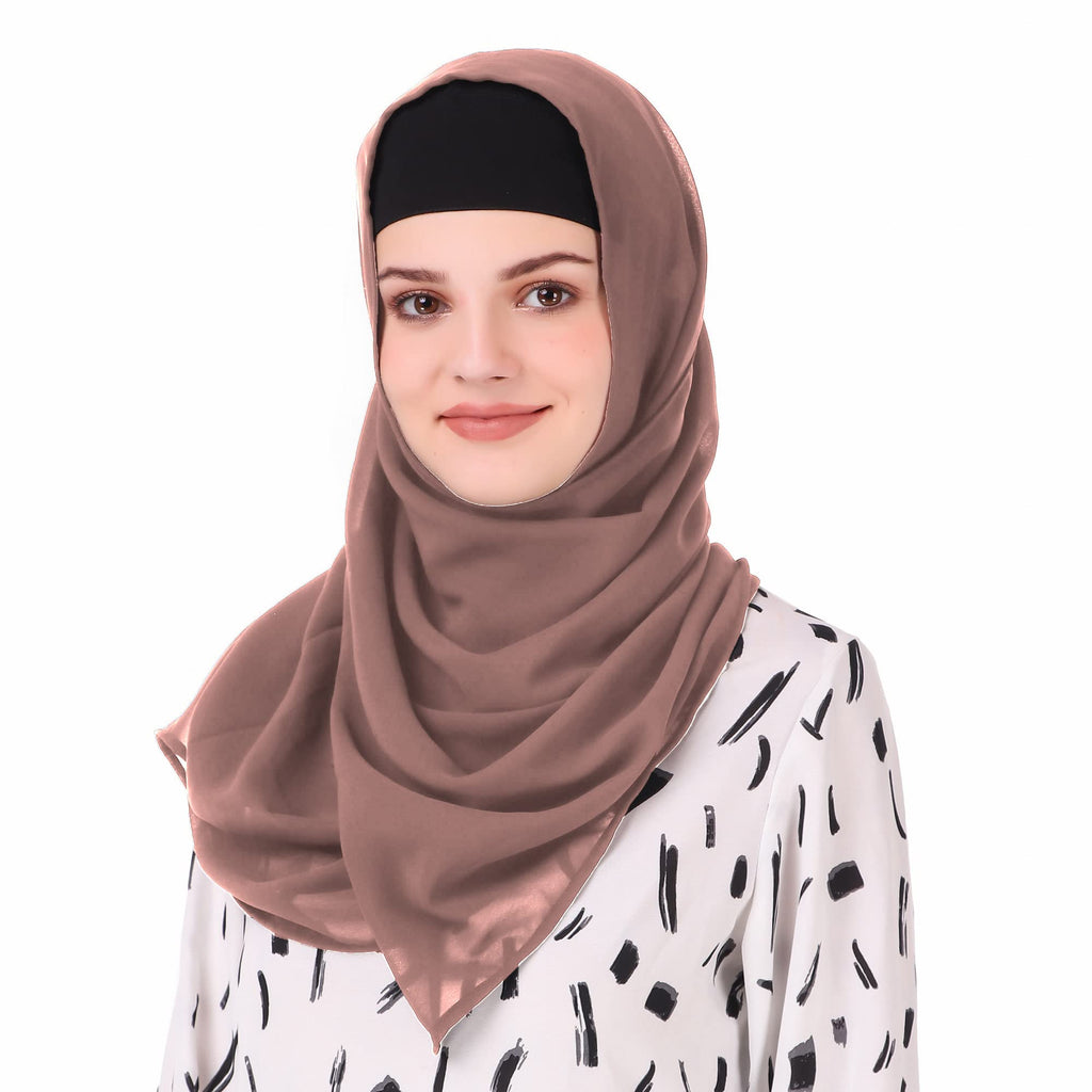 MyBatua Long Hijab in Breathable Soft Georgette large Head Wrap, Wholesale Price, 1pc Scarf HJ-020 (50x180 cm, Rose Taupe)