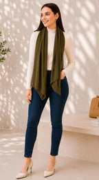 Ravaiyaa Women Solid Chiffon Scarves With Lace Border | Women Lightweight Breathable Solid Color Soft Chiffon Long Fashion Scarves Sun-proof Shawls Wrap (Olive)