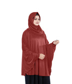 Mehar Hijab's Modest Women's Stylish Instant Sleeve Hijab Solid Polycotton Feel Good Fabric HANANA Sleeve Hijab Free Size (Dark Maroon)