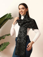 Ravaiyaa - Attitude is everything Women Woolen Ikat Design Casual Warm Winter Wear Muffler Scarf Stole 72x14 Inch (Black Abstract)