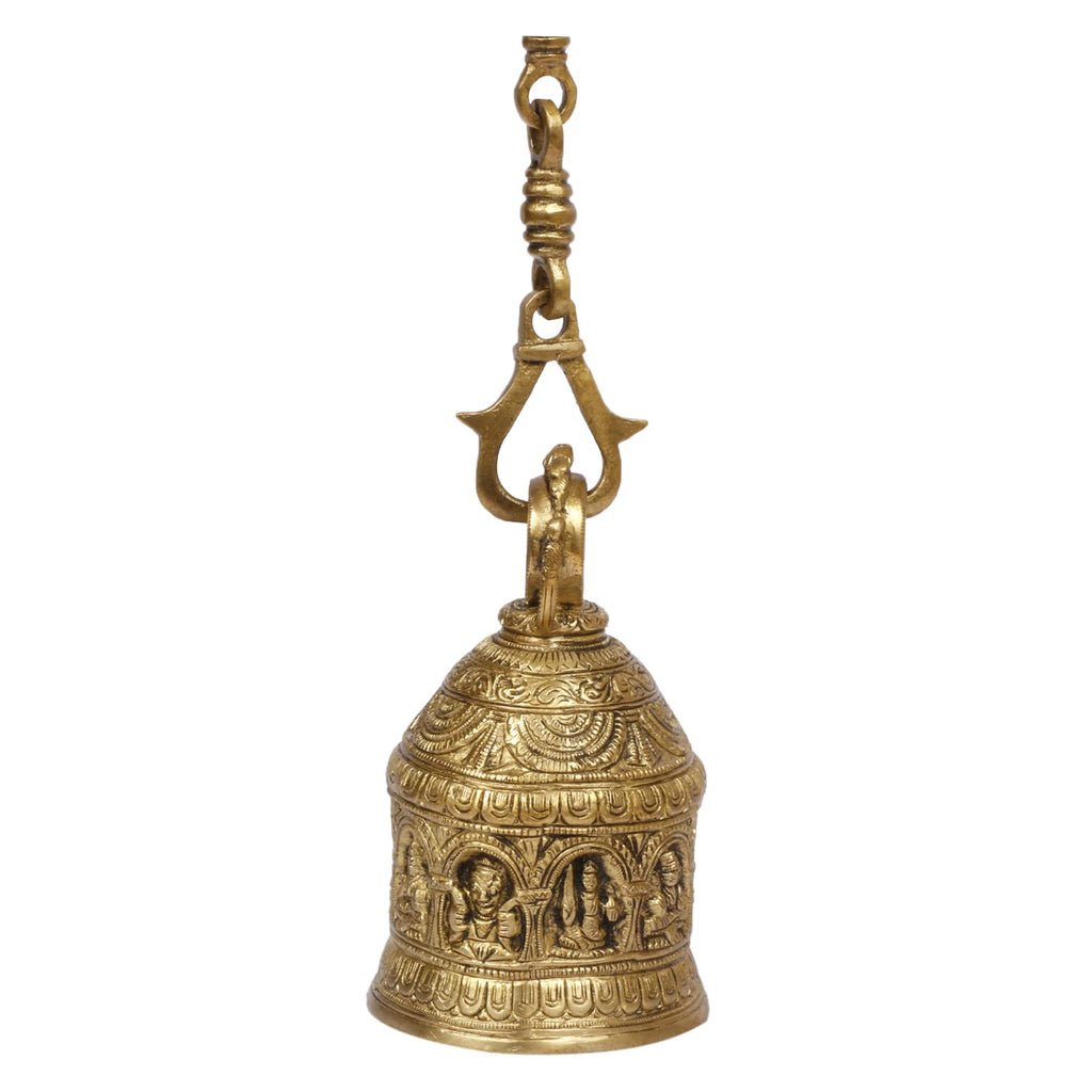Artvarko Brass Lakshmi Laxmi Wall Hanging Ghanta Bell with Chain Hanging for Pooja Puja Room Mandir Ghanta Home Entrance Décor.