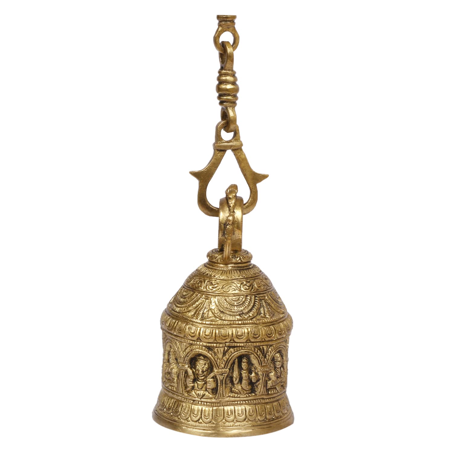Artvarko Brass Ganesha Ganesh Wall Hanging Ghanta Bell with Chain Hanging for Pooja Puja Room Mandir Ghanta Home Entrance Decor.