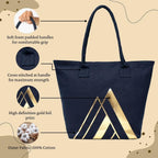 Earthsave Canvas Tote Bag For Women With Zip | Office & College Handbag | Printed Travel Bag, Blue