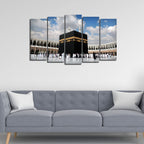 VIBECRAFTS 5 Pieces Masjid Al Haram Canvas Wall Painting For Home|Office|Living Room|Gift (PTVC5Pcs2_6515)