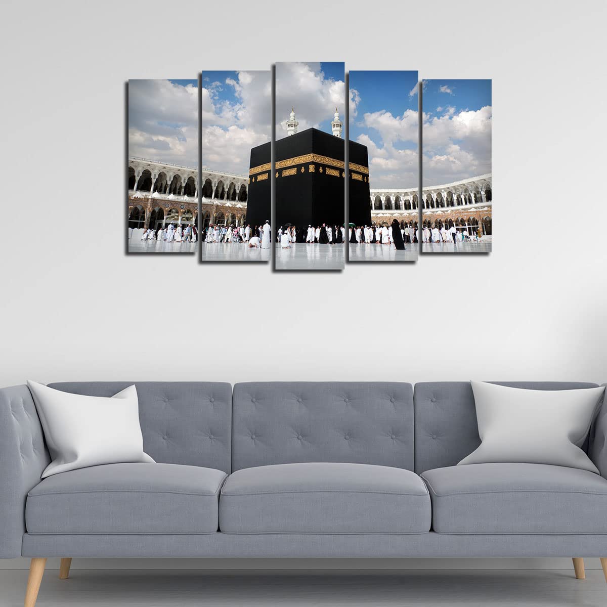 VIBECRAFTS 5 Pieces Masjid Al Haram Canvas Wall Painting For Home|Office|Living Room|Gift (PTVC5Pcs2_6515)