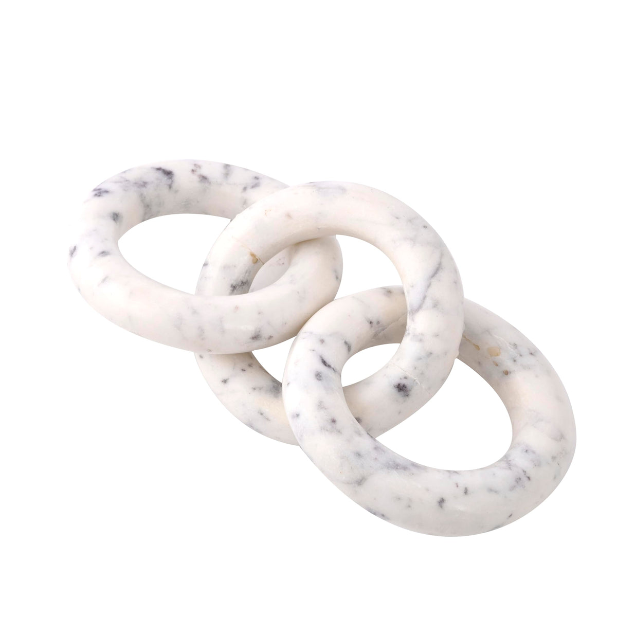 SAUDEEP INDIA Elegant 3-Link Marble Circle White Chain Link Knot- Modern Coffee Table Decor Items- Bookshelf Home Decor, Table Decorations for Living Room or Office(10x4.5 in)