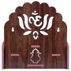 ZUPER Wood Hand Crafted Om with Lotus Pattern Office Temple for Puja Temple for Home and Office I Devghar Puja I Premium Wooden Mandir (Brown-2) (Pack of 1)
