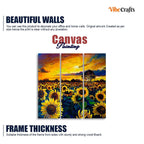 VIBECRAFTS Homcraft Garden Of Sunflower 3 Pieces Canvas Wall Painting Fitted With Wooden Frame For Home | Office | Living Room | Gifts (PTVC3Pcs1_9521)