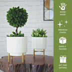 BEHOMA Hammered White Metal Indoor Planters Set - Set of 2