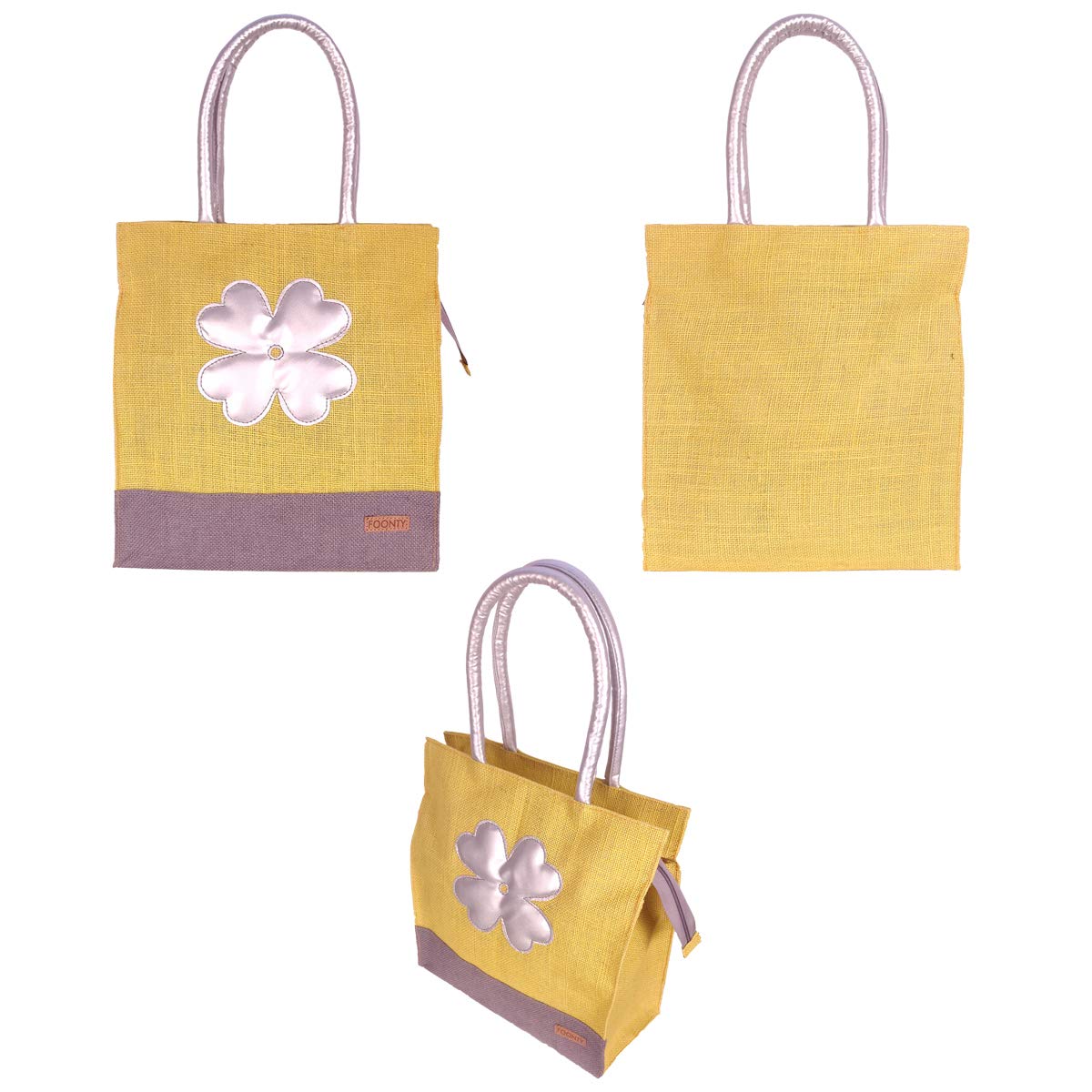 Foonty Exclusive Sunflower Daily Use Jute Lunch Bag(Yellow,FFFWB6015C)