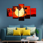 VIBECRAFTS Girl Catching Bird Premium Wall Painting Set of Five For Home|Office|Living Room|Gift (PTVC5Pcs1_5536)