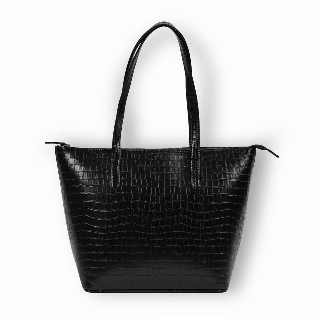 The Gusto Colossal - Premium Vegan Leather Tote Bag for Women, Big Size, Black | Stylish Handbag for women with Zip Closure | Fit for Office Bag, College, Travel Use | Handcrafted in India