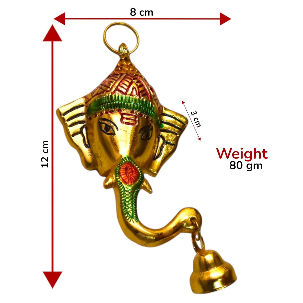 KridayKraft Aluminium Antique finish Ganesha Head with Bell Wall hanging