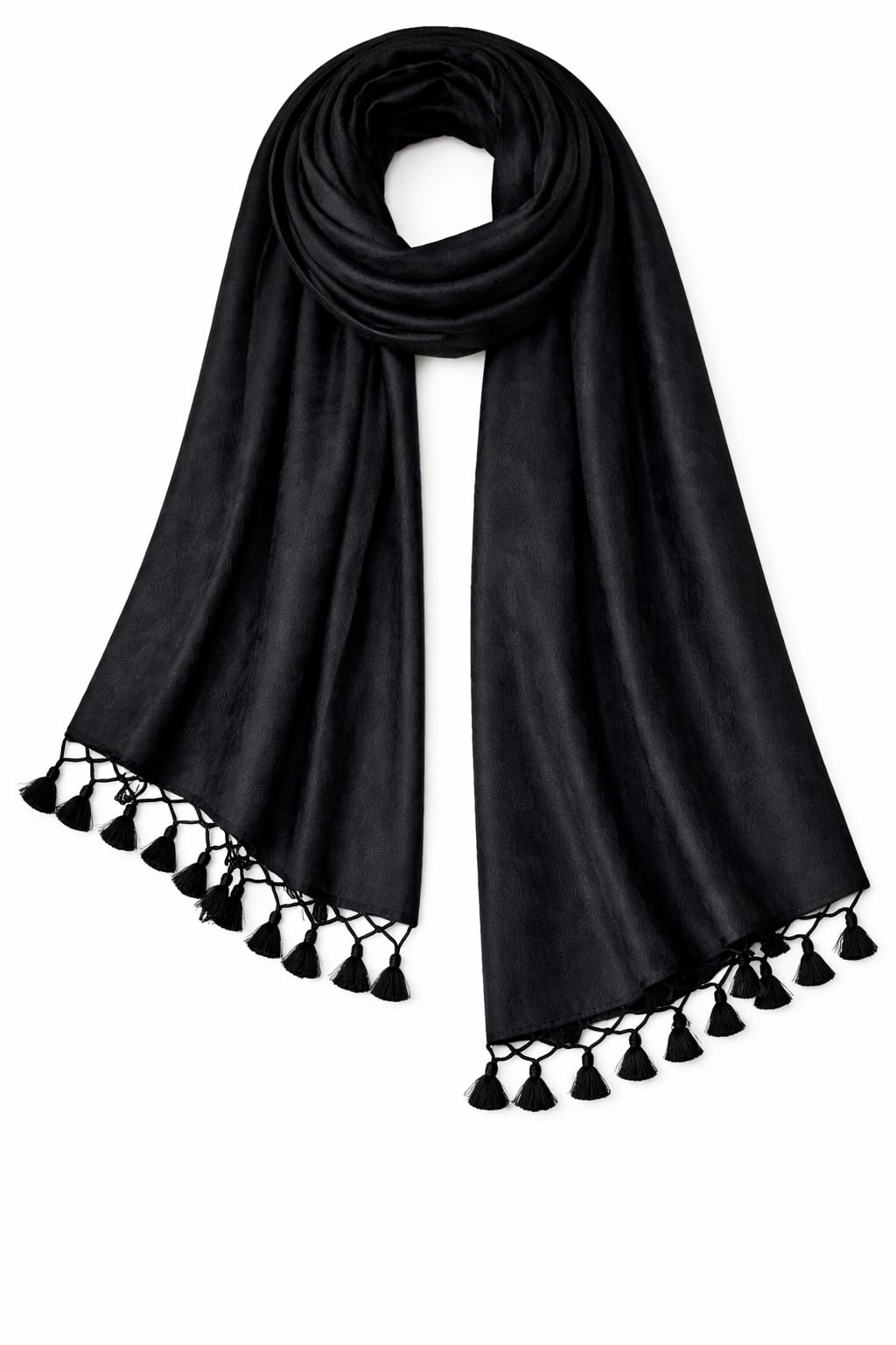 ZEN APPAREL Soft Viscose Fabric Jacquard Scarf, Stole, Shawl (Black)