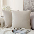 Khooti Velvet Cushion Cover, 20x20 | Cream White | Pack of 2 | Solid Plain Soft & Smooth, Decorative Cushion Covers for Living Room, Bedroom, Couches, Chairs, Sofas, Beds & Home Decor