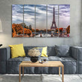 VIBECRAFTS Eiffel Tower and Seine River Bedroom Wall Painting of Five Pieces For Home|Office|Living Room|Gift (PTVC5Pcs4_8657)