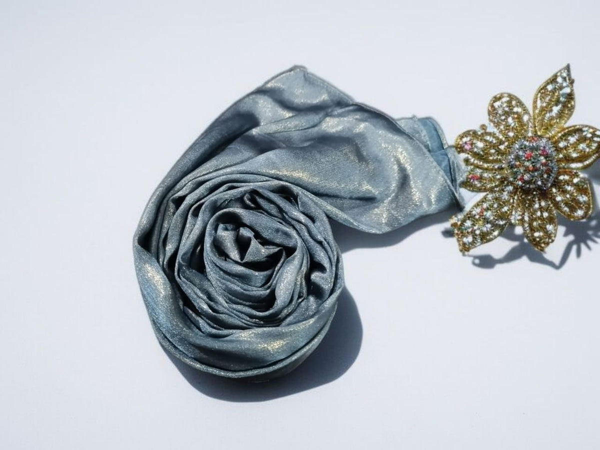 Premium Shimmer Muna Satin Scarf | Hijab | Soft, Shiny & Stylish | 180 cm x 70 cm | Elegant Choice for All Occasions – Parties, Weddings & Festivals (SKY BLUE)