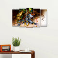 VIBECRAFTS A Beautiful Krishna Playing Bansuri 5 Pieces Canvas Wall Painting For Home|Office|Living Room|Gift (PTVC5Pcs2_6505)
