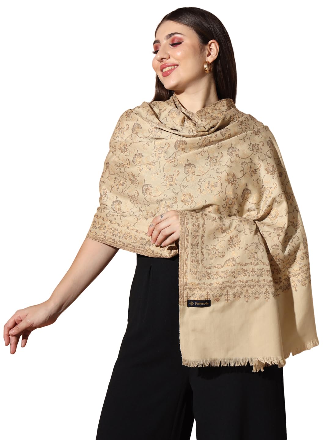 Pashmoda Women shalimaar Woven Design Jamawar Shawl (Size 101X203 CM)