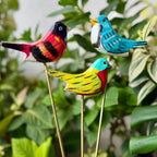 ATRANGI STUDIO Birds of Paradise Garden Stake - Set of 6| Handcrafted by Rajasthan artisans | Boho Garden/Balcony Decor | Easy to use in pots, patios, lawns | Multicolour