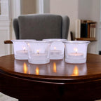 Tealight Glass Candle Holder|Clear Glass Tealight Candle Holder Perfect for Home Decor, Birthday, Wedding, Parties, Gifting|4.5 cm Diameter(Pack of 4, 4.5 cm Long Each)