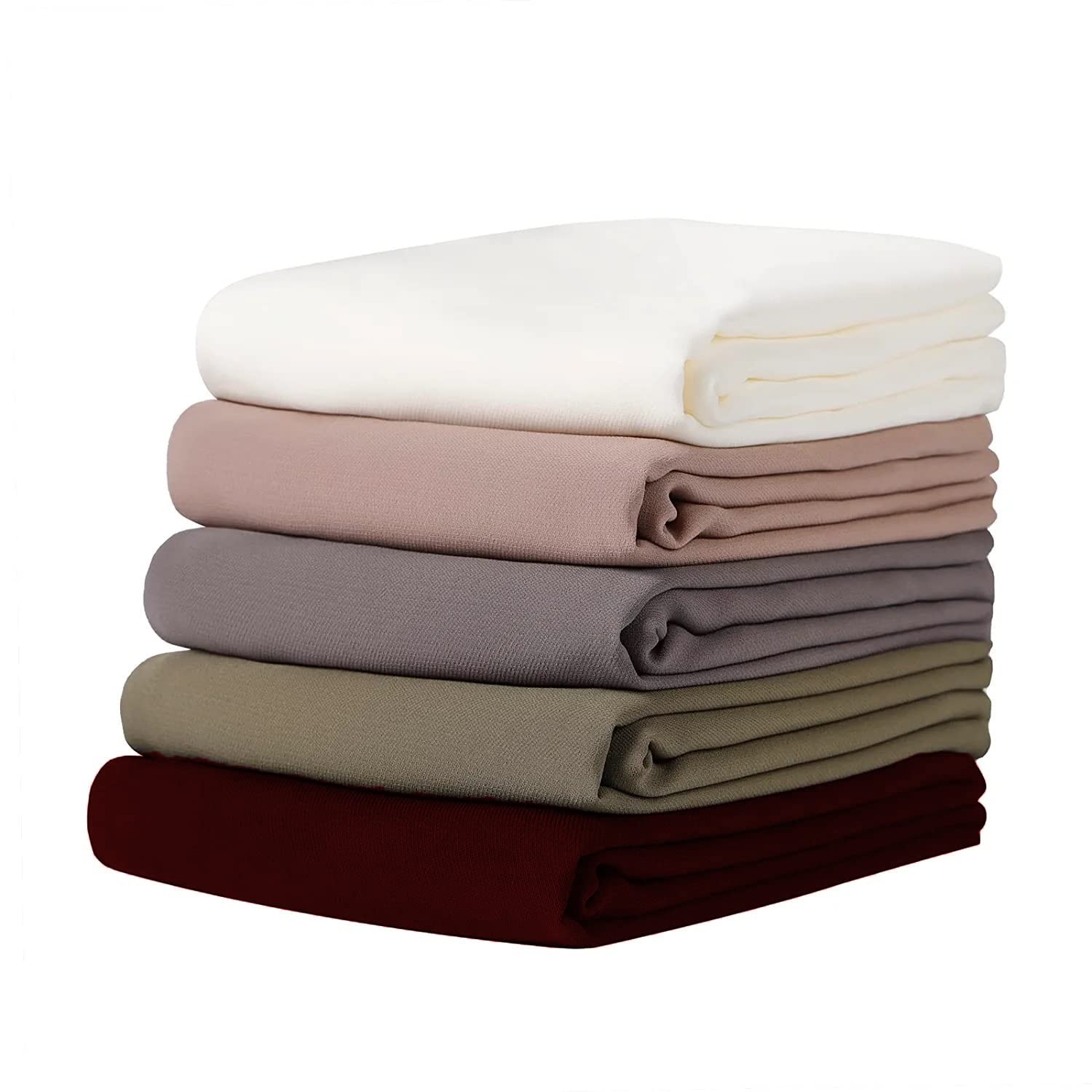 ICW Women Soft Chiffon Georgette Scarves Shawl Stoles Long Scarf Wrap Head Scarves (Pack Of 5), For Female, Multicolor