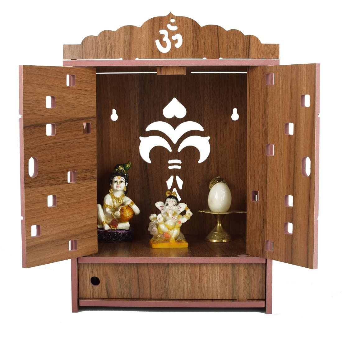 Nexat Wooden Singhasan Temple for God, Laddu Gopal Sinhasan for Pooja Mandir, Singhasan for Diwali, Durga Pooja, Navratri, Ganesh Chaturthi (Brown-1)