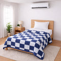 Bhoomi Impex Single Bed Dohar Classic Navy Check | Lightweight Summer Quilt | Soft Microfiber AC Blanket | Breathable All Season Comforter | Skin Friendly Bed Cover Kafalo