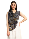 Ravaiyaa - Attitude is everything Women's Crepe Silk Digital Print Large Square Scarf Breathable Lightweight Neckerchief Printed Headscarf 40 x 40 Inch (Black Paisley)