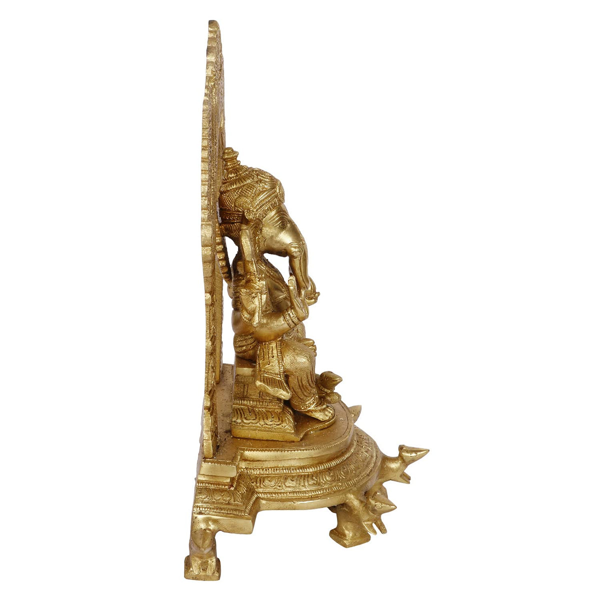 SVARUP Brass Ganesha Idol for Home Decoration Ganpati Statue Murti for Gift Height 11 Inch Weight 3.8 Kg Color Gold