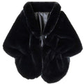 Fashowlife Faux Fur Shawls and Wraps For Women Stole Bridal Bridesmaids Warm Womens Cloak Cape Coat For Wedding Party, Black, Large-XX-Large Plus